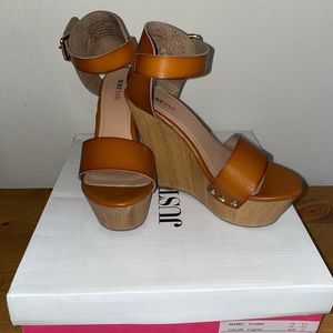 Cognac Wedge Sandals
